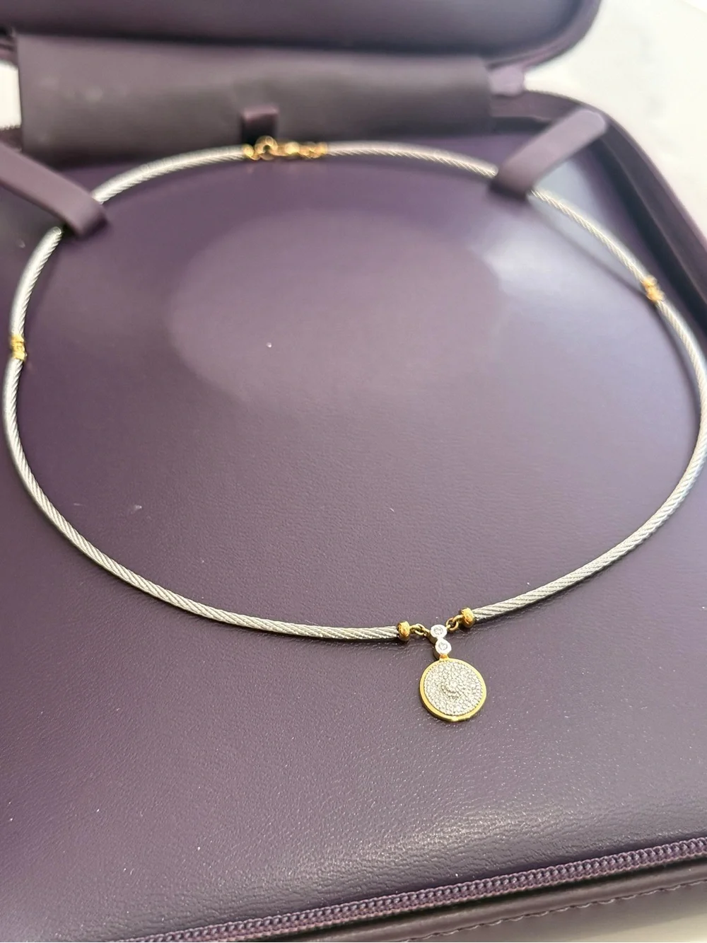 Charriol Diamond 18K Steel Cable Necklace